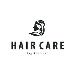 hair care logo design illustration beauty woman hair with care illustration symbol icon template design