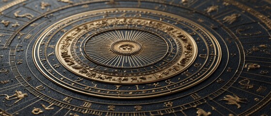 Premium Intricate Astrology Wheel with Detailed Zodiac Symbols Modern Cosmic Design for Authentic Millennial Branding and Social Media Campaigns