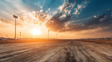 Sunset race track landscape