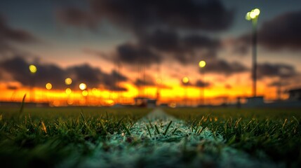 Sunset over a grassy field