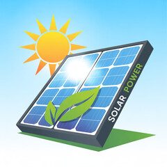 Solar panel energy illustration for green power generation and renewable energy resources for sustainable living