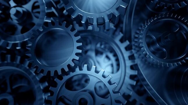 Gears of the world ⚙️ a complex mechanical network of metal cogs and steel machinery symbolizing industrial business and teamwork