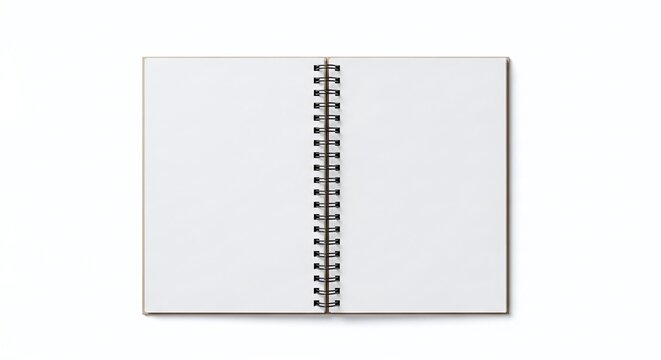 Spiral Notebook Open, Isolated on White Background