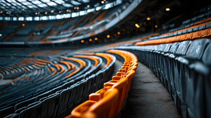 Empty stadium seating in a sports arena
