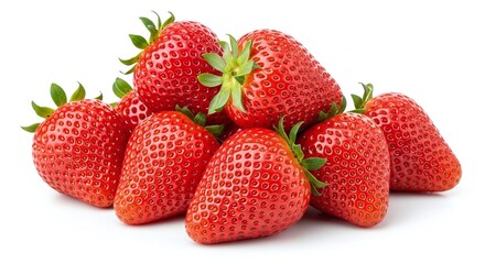 Fresh Strawberries in Pile Isolated on White Background