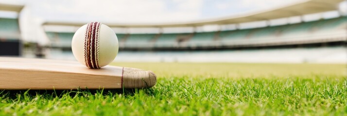 Premium Professional Cricket Equipment on Green Field Authentic Sports Preparation and Reliability for Modern Advertising and Social Media Campaigns