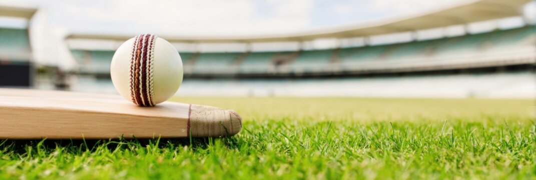 Premium Professional Cricket Equipment on Green Field Authentic Sports Preparation and Reliability for Modern Advertising and Social Media Campaigns
