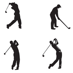 Golf silhouettes, Vector set of golf players