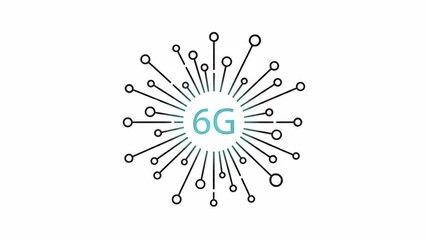 6G Future Connectivity. 6G network technology line icon modern infographic white background digital communication abstract future wireless internet - Powered by Adobe
