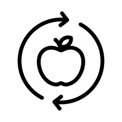 Circular Apple Arrows Line Icon of Zero Waste Living (Food) Icon Set