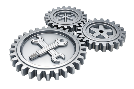 Steel gear wheels tools and settings icon design ideas