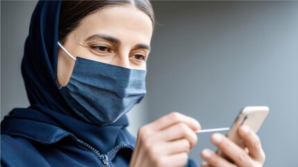 Health check action urban environment lifestyle content indoor setting close-up view wellness concept