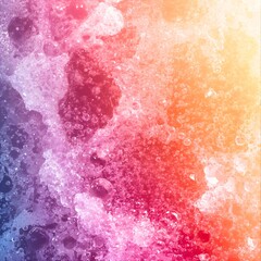 The white soap foam floats gently on the cheerful rainbow-colored background.