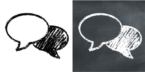 Chalk hand-drawn chat bubble speech vector. Ideal for communication, social media, and business themes.