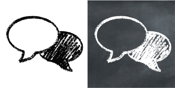 Chalk hand-drawn chat bubble speech vector. Ideal for communication, social media, and business themes.