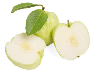 Fresh Guava fruit with sliced isolated on white background.