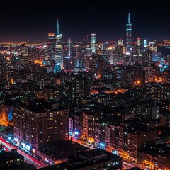 Naklejka premium New York City skyline at night