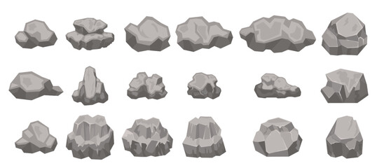 cartoon stones rocks boulders rubble and gravel pieces