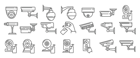 cctv icons security surveillance ip video cameras vector