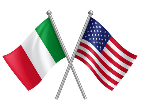  Crossed Italian and American Flags with Minimal Vector Style