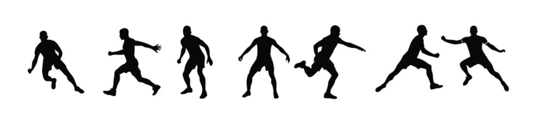 collection of male athlete silhouettes in various dynamic poses
