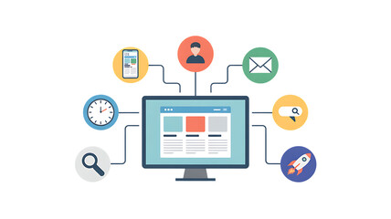 Digital strategy and business growth connections with online data analytics isolated on transparent background