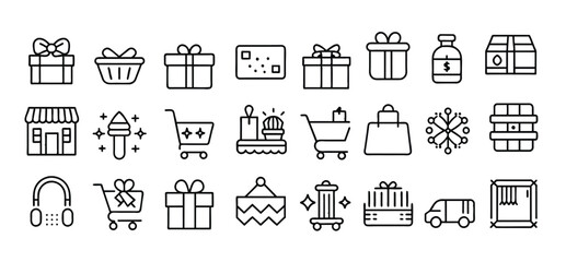 e commerce set of web icons in line style online shopping vector