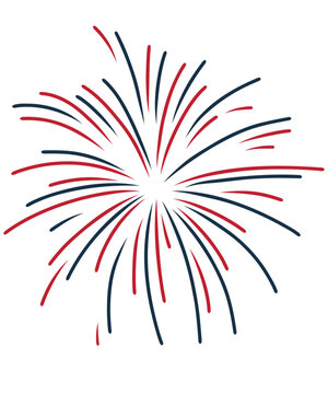 Red and White Fireworks Explosion in Night Sky Vector Illustration