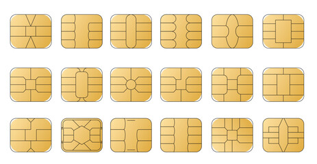 emv chip golden icons contactless payment at terminals 