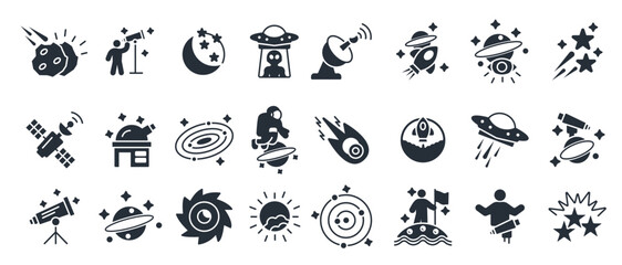 astronomy icon set editable stroke linear style sign