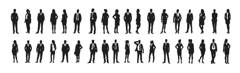 business people silhouette set business man and woman