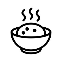 Steamed Rice Line Icon of Dinner Dishes Icon Set