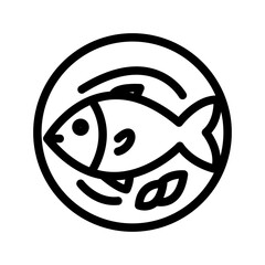 Grilled Fish Line Icon of Dinner Dishes Icon Set