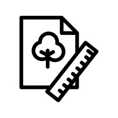 Landscape Blueprint Line Icon of Landscaping Design Icon Set