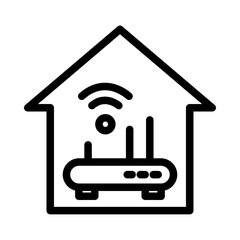 Router in House Line Icon of Home Automation Hubs Icon Set