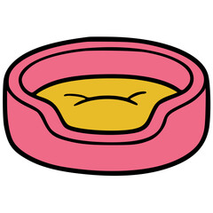 Pink Round Pet Bed with Cushion Vector Style