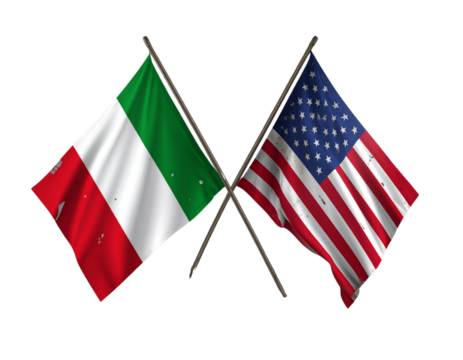 Vintage Textured Italian and American Flags with Rustic Concept