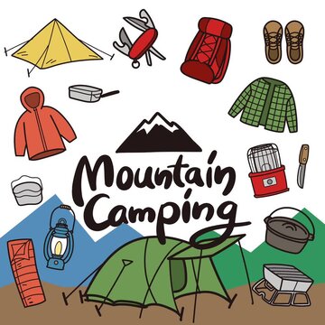 手描きのキャンプイラストの正方形ビデオ