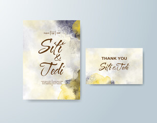 Wedding invitation with abstract watercolor background