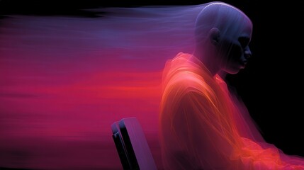 Photorealistic image of man sitting uncomfortably with transparent overlay of rectal anatomy highlighting inflamed hemorrhoids.