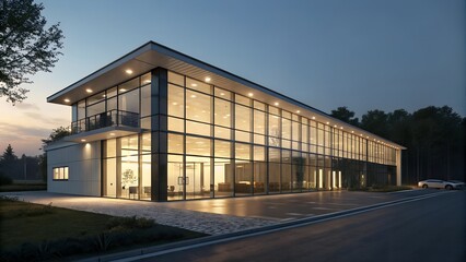 Obraz premium modern low rise office building with large glass