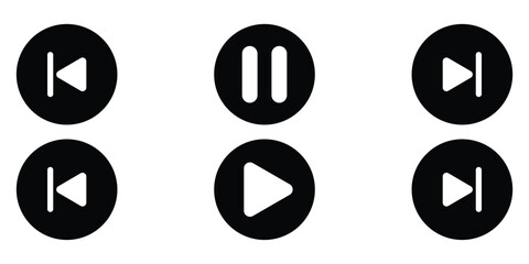 play and pause icons. media player button icons. Play and pause buttons. Vector Eps 10.