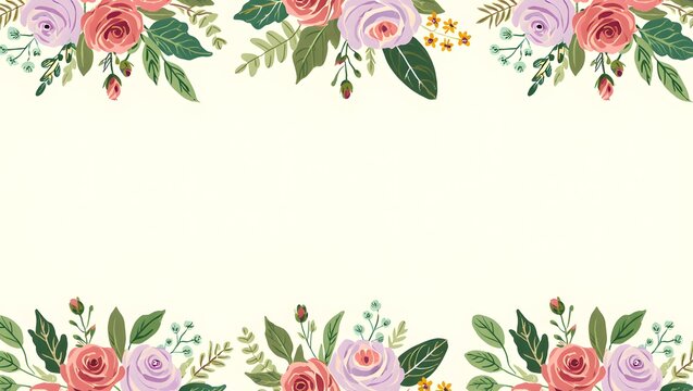 Floral frame with tulips and spring flowers