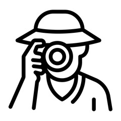 Street Photographer Line Icon of Street Photography Icon Set