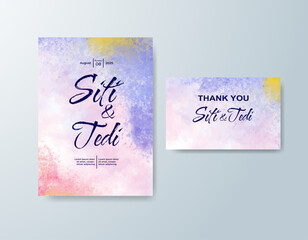 Wedding invitation with abstract watercolor background
