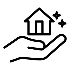 Hand Holding House Line Icon of Real Estate Photography Icon Set