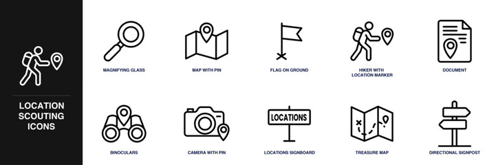 Obraz premium Location Scouting Line Icon Set