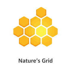 Flat vector 2D icon &mdash; Flat Vector 2D Design of Honeycomb Solar Icon &mdash; Nature&rsquo;s Grid