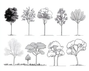 Minimal style cad tree line