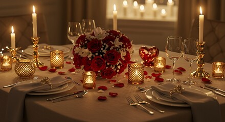 Romantic dinner table setting